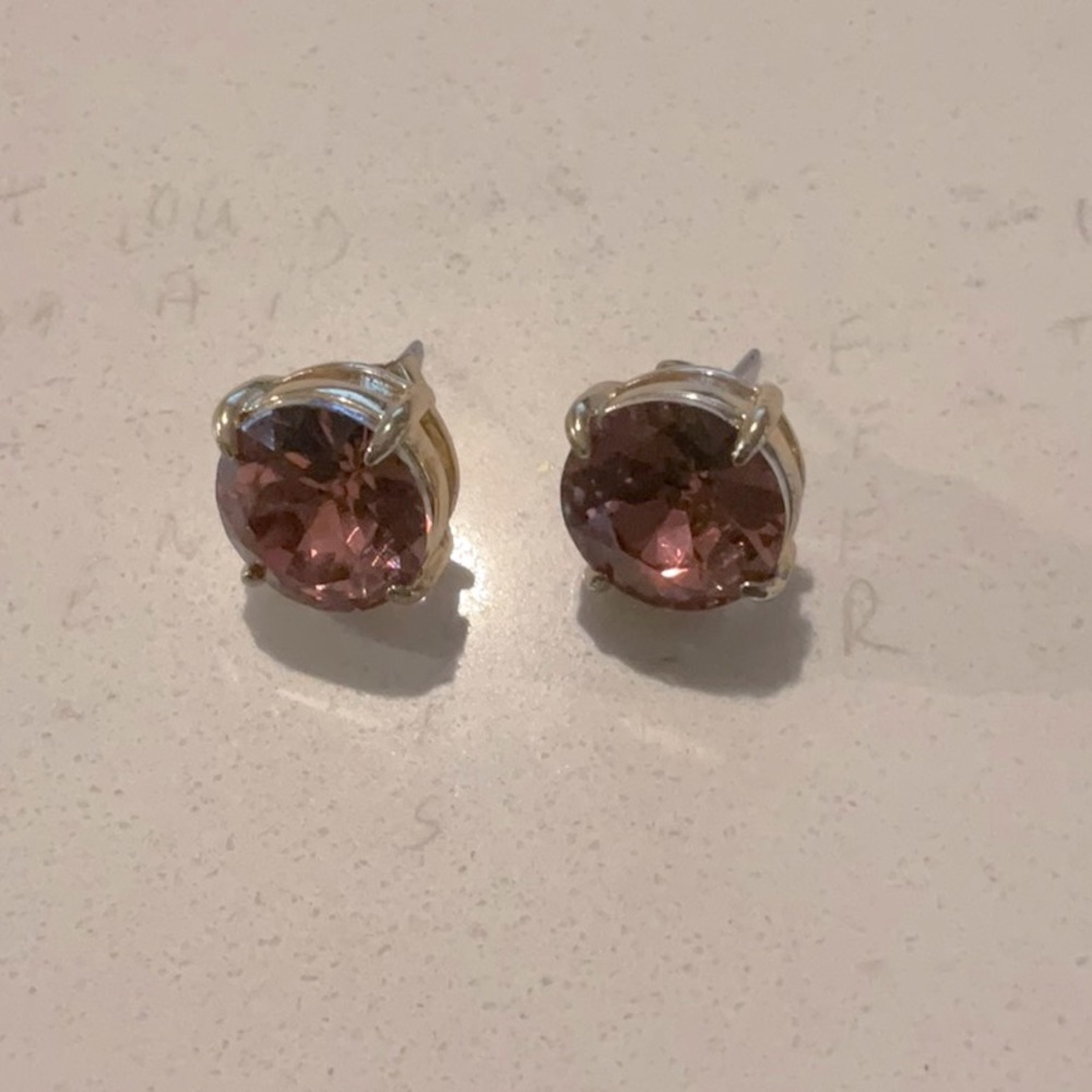 Banana Republic Cut Glass Post Earrings, Gold-plated with Pink Glass
